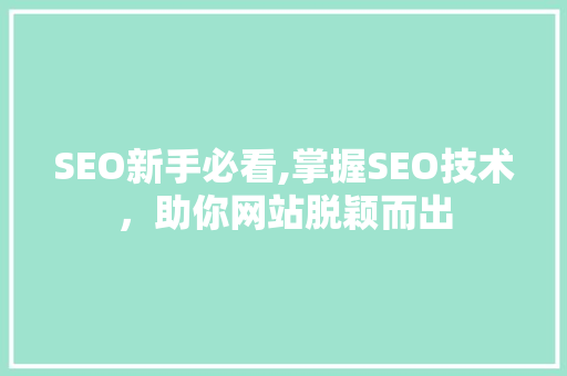 SEO新手必看,掌握SEO技术，助你网站脱颖而出