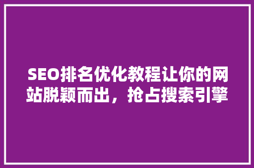 SEO排名优化教程让你的网站脱颖而出，抢占搜索引擎高地