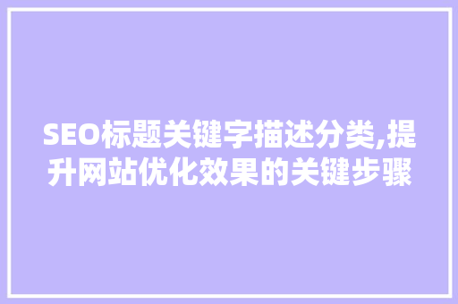 SEO标题关键字描述分类,提升网站优化效果的关键步骤