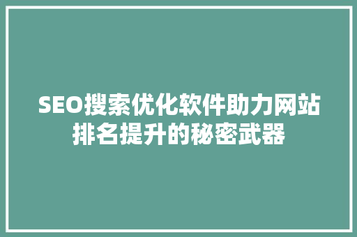 SEO搜索优化软件助力网站排名提升的秘密武器