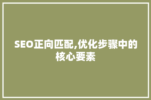 SEO正向匹配,优化步骤中的核心要素