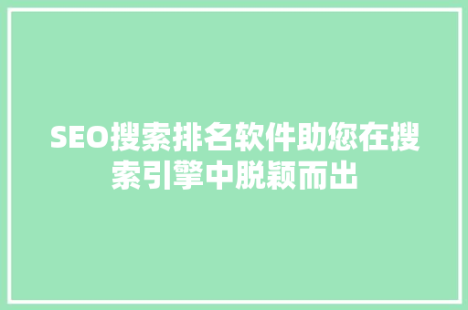 SEO搜索排名软件助您在搜索引擎中脱颖而出
