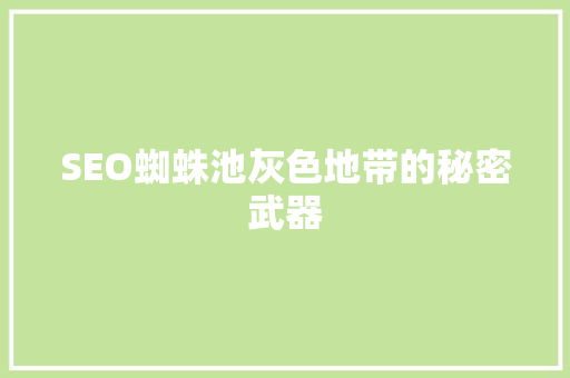 SEO蜘蛛池灰色地带的秘密武器