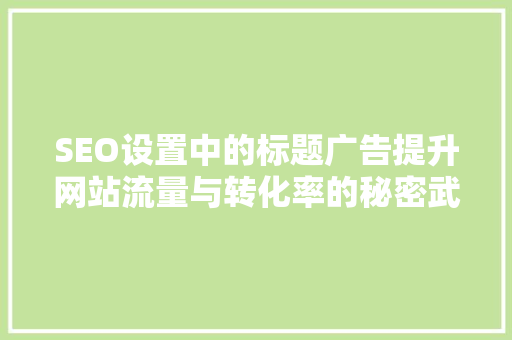 SEO设置中的标题广告提升网站流量与转化率的秘密武器