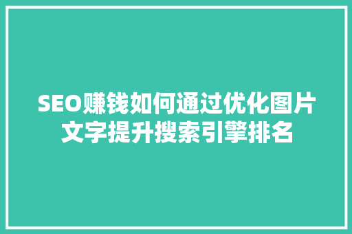 SEO赚钱如何通过优化图片文字提升搜索引擎排名