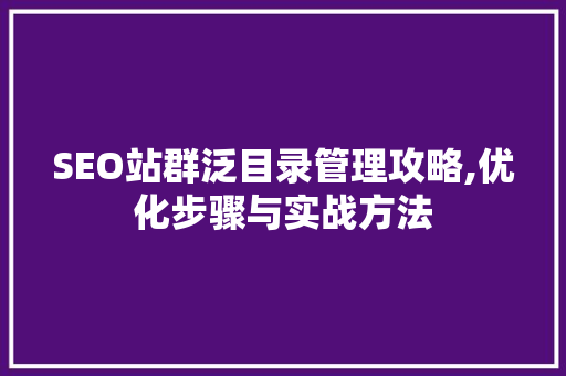 SEO站群泛目录管理攻略,优化步骤与实战方法