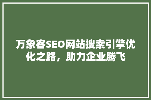 万象客SEO网站搜索引擎优化之路，助力企业腾飞