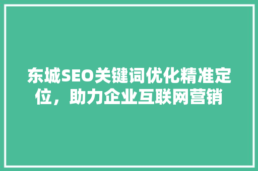 东城SEO关键词优化精准定位，助力企业互联网营销