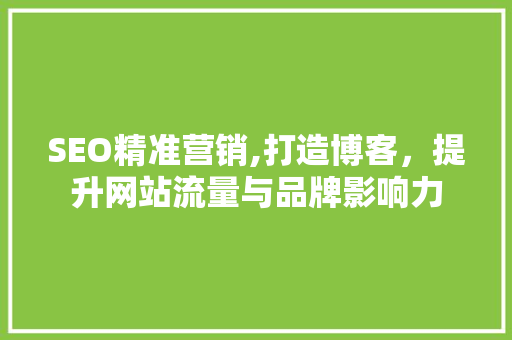 SEO精准营销,打造博客，提升网站流量与品牌影响力