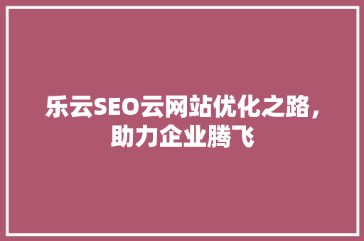 乐云SEO云网站优化之路，助力企业腾飞