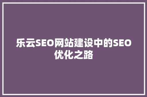 乐云SEO网站建设中的SEO优化之路