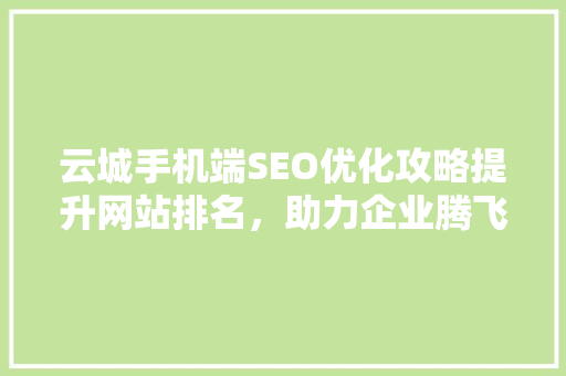 云城手机端SEO优化攻略提升网站排名，助力企业腾飞