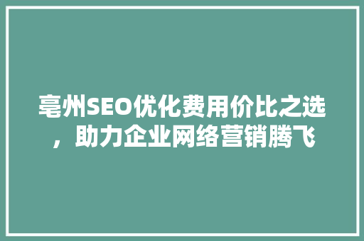 亳州SEO优化费用价比之选，助力企业网络营销腾飞