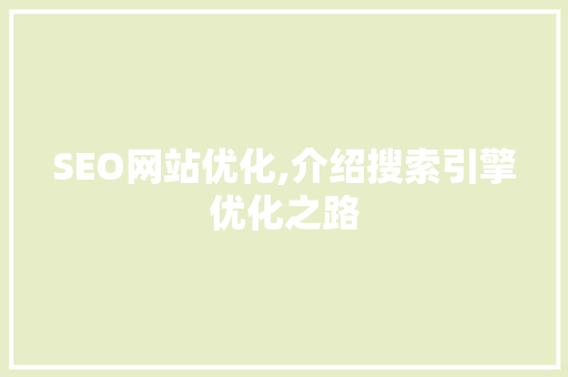 SEO网站优化,介绍搜索引擎优化之路
