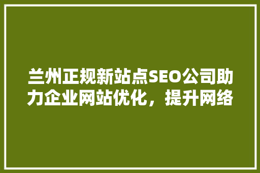 兰州正规新站点SEO公司助力企业网站优化，提升网络竞争力