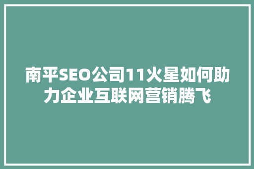 南平SEO公司11火星如何助力企业互联网营销腾飞