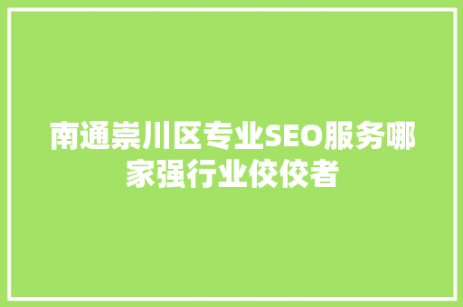 南通崇川区专业SEO服务哪家强行业佼佼者