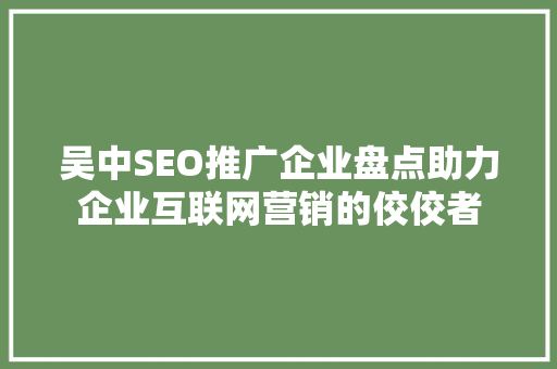 吴中SEO推广企业盘点助力企业互联网营销的佼佼者