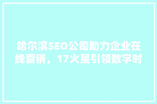 哈尔滨SEO公司助力企业在线营销，17火星引领数字时代潮流