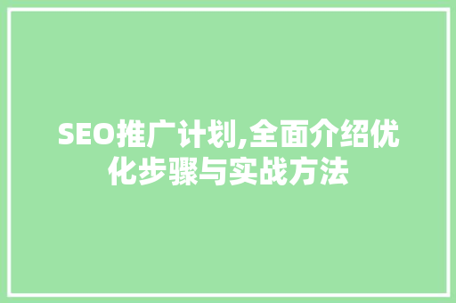 SEO推广计划,全面介绍优化步骤与实战方法