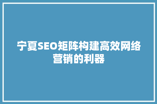 宁夏SEO矩阵构建高效网络营销的利器