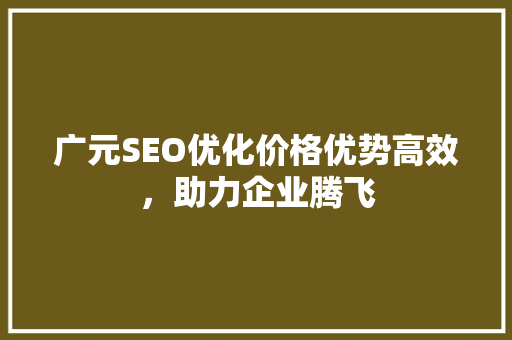 广元SEO优化价格优势高效，助力企业腾飞