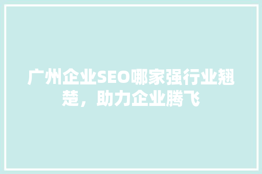 广州企业SEO哪家强行业翘楚，助力企业腾飞