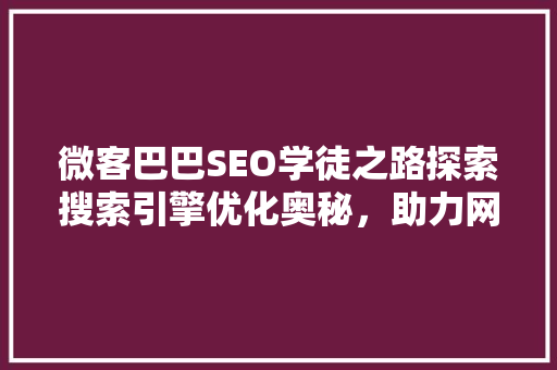 微客巴巴SEO学徒之路探索搜索引擎优化奥秘，助力网站腾飞