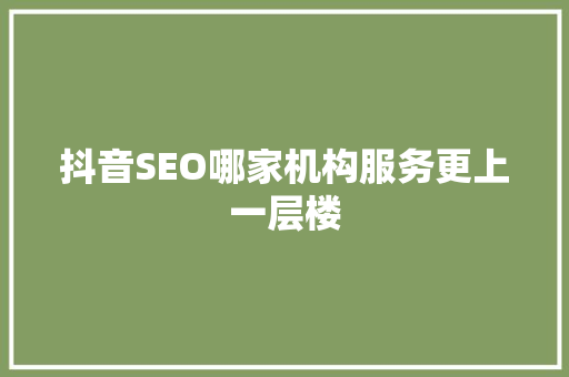 抖音SEO哪家机构服务更上一层楼