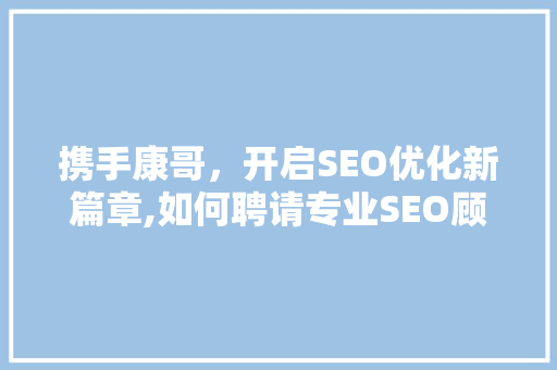 携手康哥，开启SEO优化新篇章,如何聘请专业SEO顾问提升网站排名  第1张