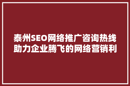 泰州SEO网络推广咨询热线助力企业腾飞的网络营销利器