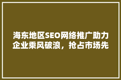 海东地区SEO网络推广助力企业乘风破浪，抢占市场先机