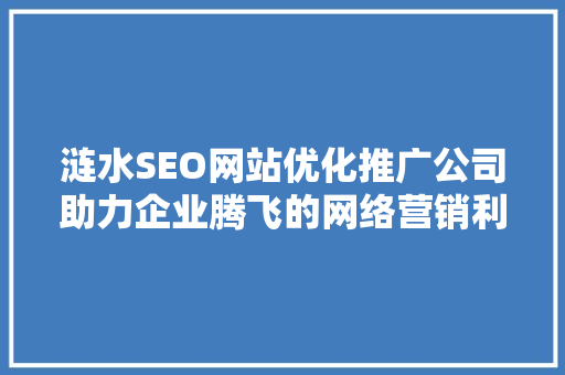 涟水SEO网站优化推广公司助力企业腾飞的网络营销利器