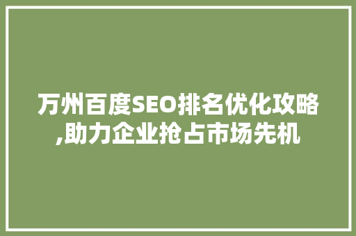 万州百度SEO排名优化攻略,助力企业抢占市场先机