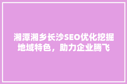 湘潭湘乡长沙SEO优化挖掘地域特色，助力企业腾飞  第1张