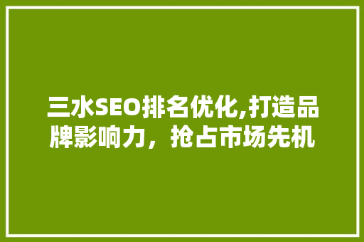三水SEO排名优化,打造品牌影响力，抢占市场先机