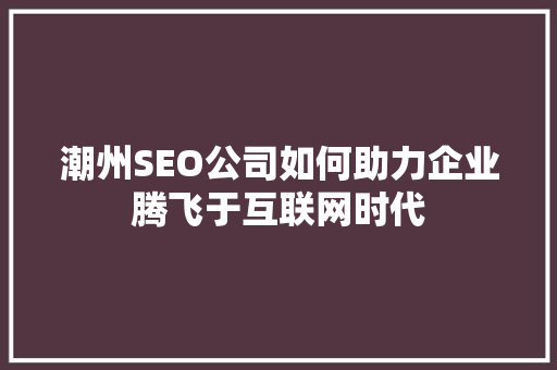 潮州SEO公司如何助力企业腾飞于互联网时代  第1张