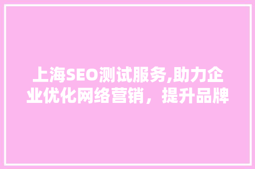 上海SEO测试服务,助力企业优化网络营销，提升品牌影响力