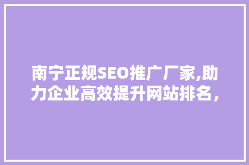 南宁正规SEO推广厂家,助力企业高效提升网站排名，抢占互联网市场先机  第1张