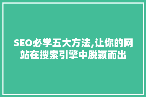 SEO必学五大方法,让你的网站在搜索引擎中脱颖而出