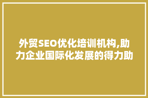 外贸SEO优化培训机构,助力企业国际化发展的得力助手
