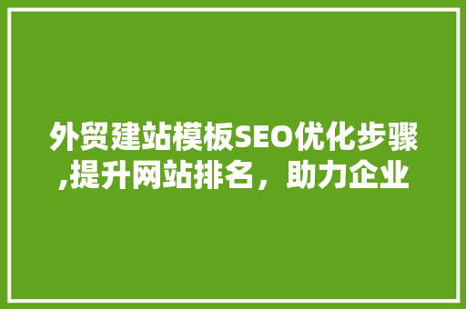 外贸建站模板SEO优化步骤,提升网站排名，助力企业拓展海外市场