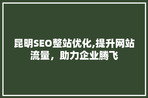 昆明SEO整站优化,提升网站流量，助力企业腾飞