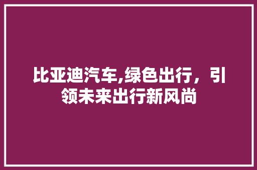 比亚迪汽车,绿色出行，引领未来出行新风尚