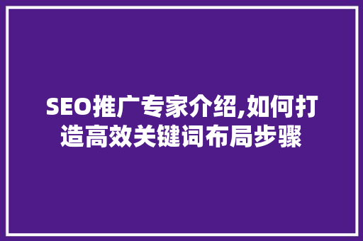 SEO推广专家介绍,如何打造高效关键词布局步骤