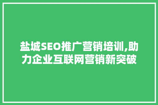 盐城SEO推广营销培训,助力企业互联网营销新突破