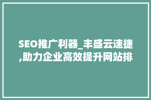 SEO推广利器_丰盛云速捷,助力企业高效提升网站排名  第1张