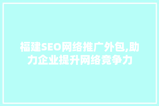 福建SEO网络推广外包,助力企业提升网络竞争力
