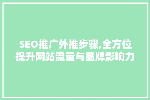 SEO推广外推步骤,全方位提升网站流量与品牌影响力