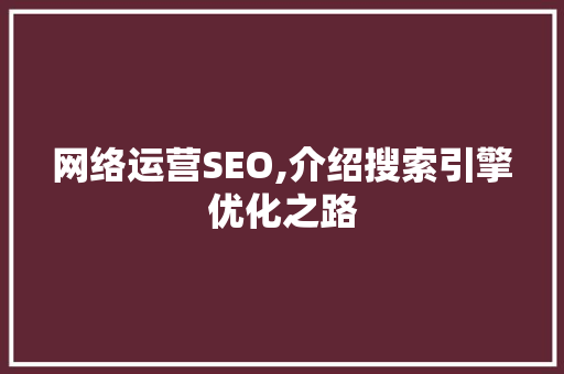网络运营SEO,介绍搜索引擎优化之路